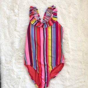 Gap striped ruffle one piece swimsuit size 6/7